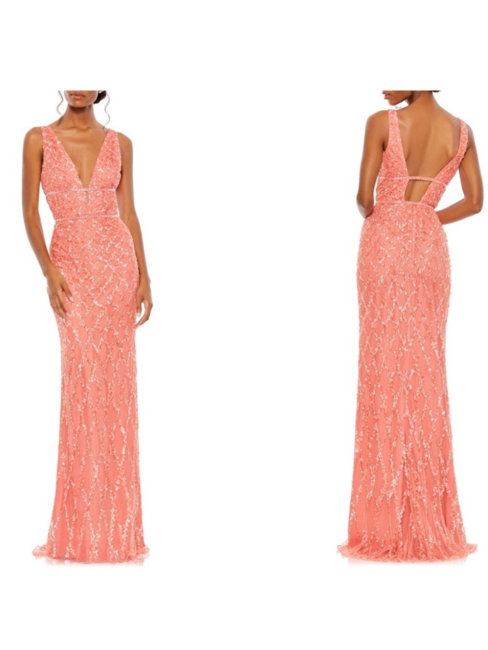 NWT Mac Duggal  5669 Coral Sequin Dress size 4 - Picture 3 of 9